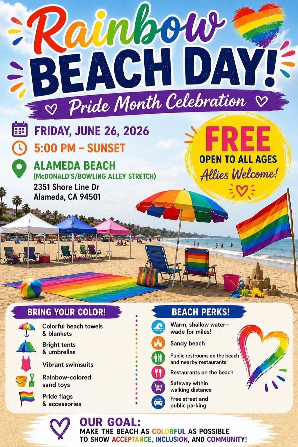 Rainbow Beach Day: Pride Month Celebration at Alameda Beach