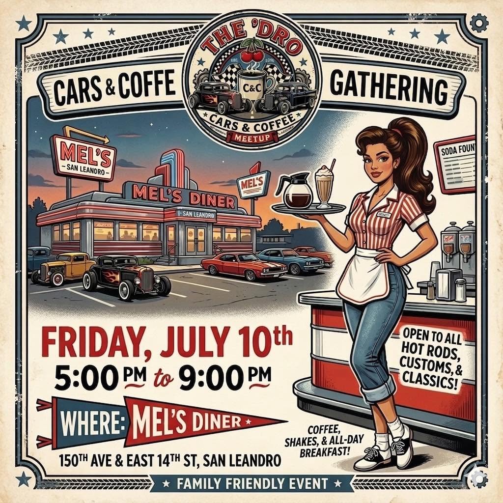 The 'DRO Cars & Coffee Gathering at Mel's Diner